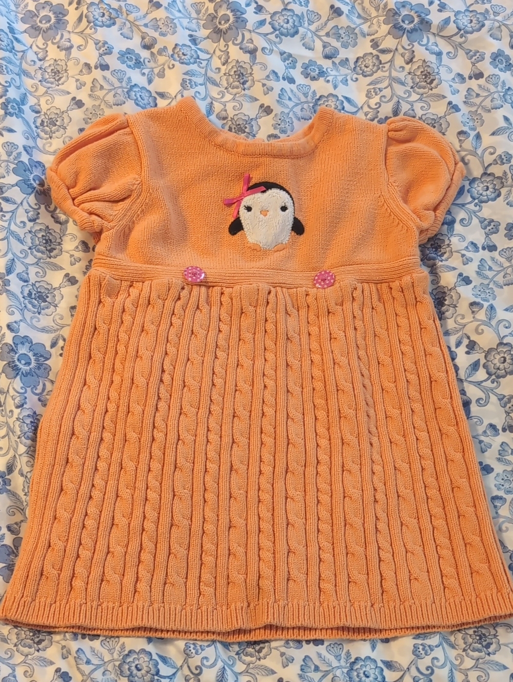 Gymboree Peach Knit Dress with Penguin